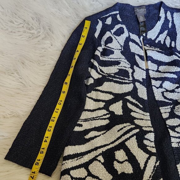 Chico's Travelers Long Cardigan Jacket sz 0 S/4 Crinkle Navy Blue Open Front NWT - Picture 11 of 13